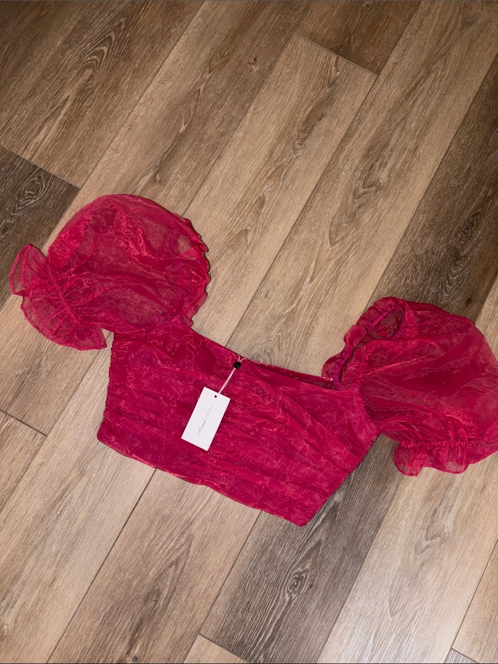 Lovers + Friends Red Puff Sleeve Crop Top